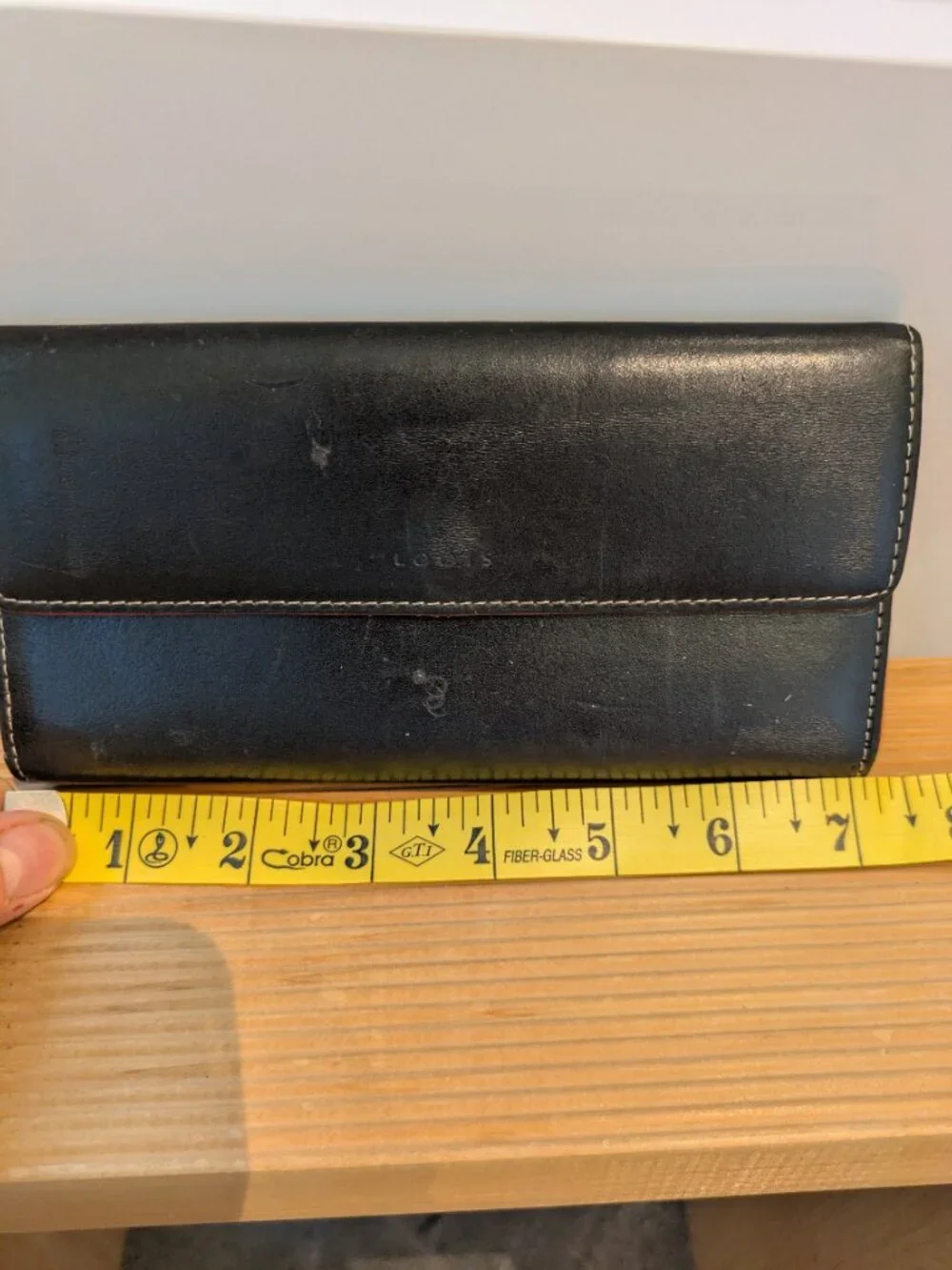 Lodis Black Leather Trifold Continental Wallet Red Interior Classic Vintage.